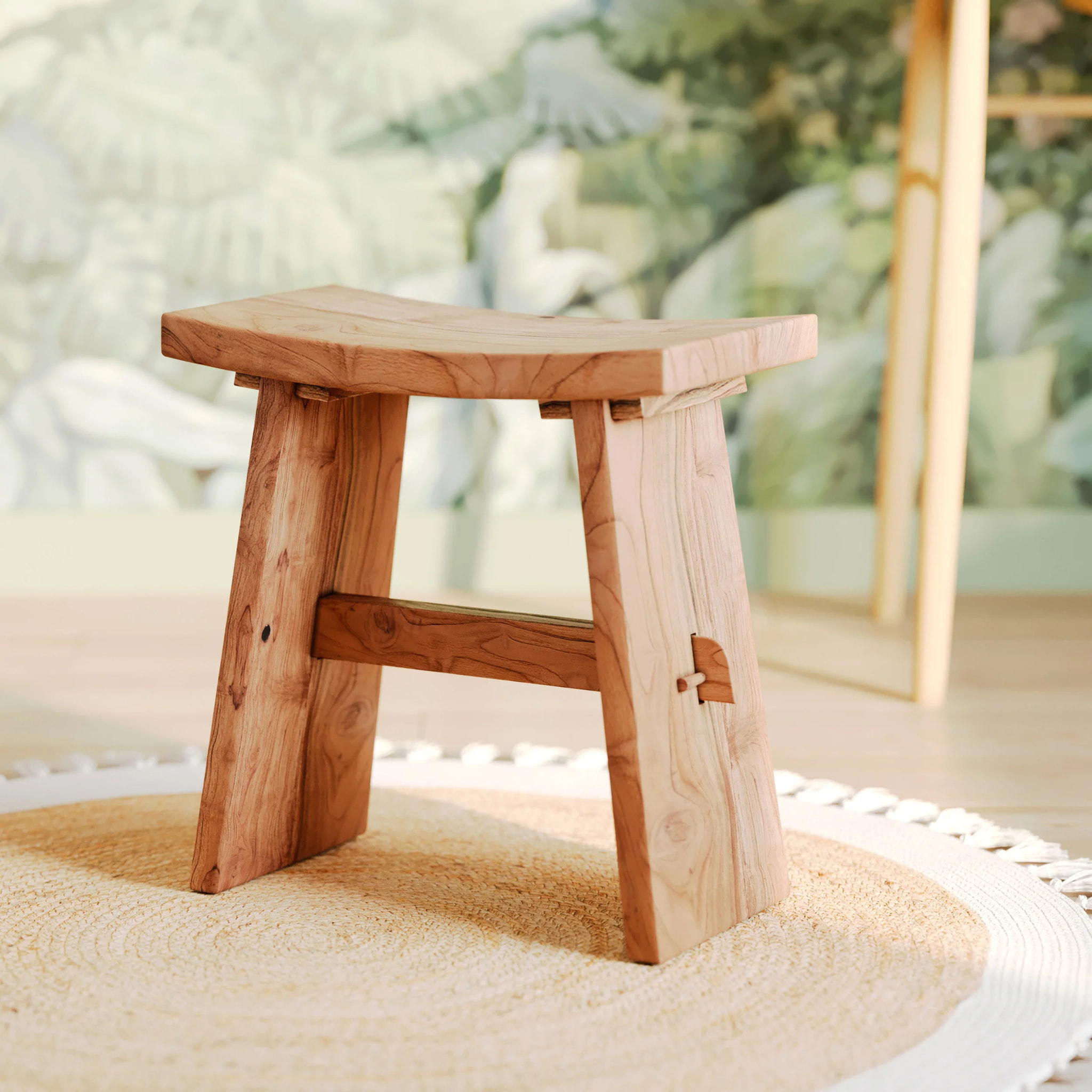 Tabouret en bois de teck recyclé - Eka