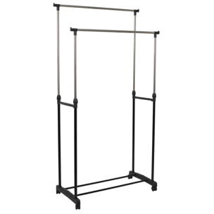 Portant Metal Roulette Double 80x43x160cm