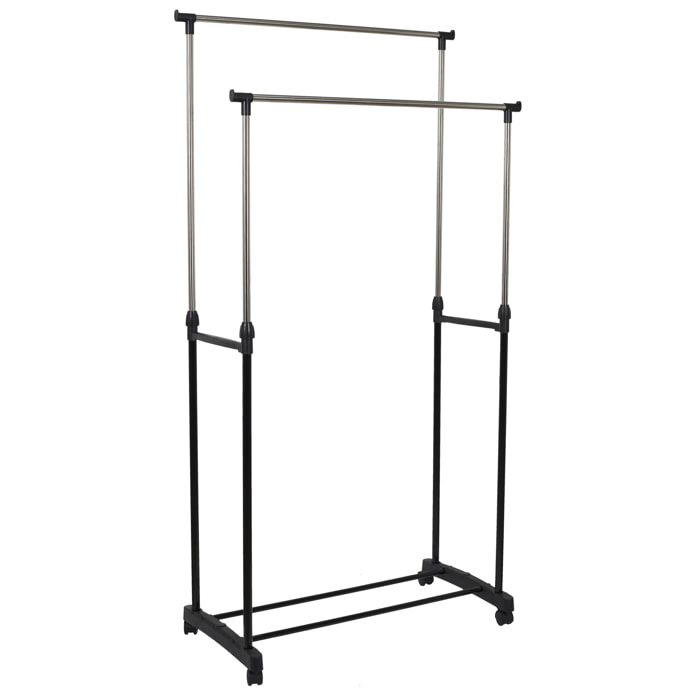 Portant Metal Roulette Double 80x43x160cm