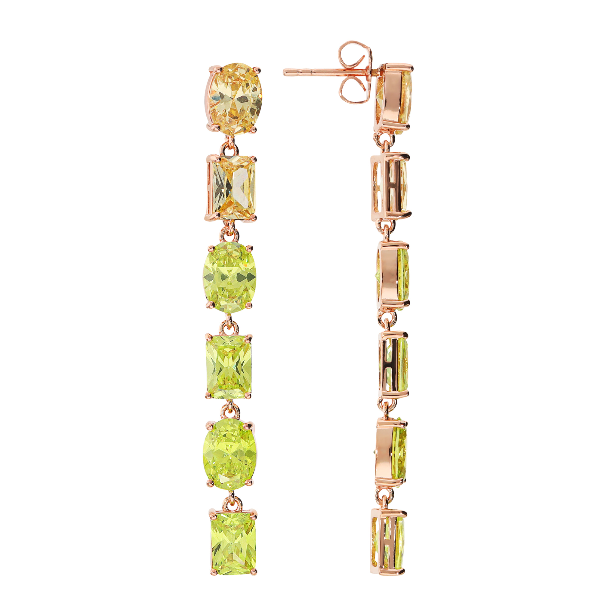 Orecchini Pendenti con Cubic Zirconia Verdi Effetto Degradé