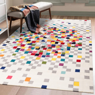 Tapis Sopu motif géométrique destructuré contemporain multicolore