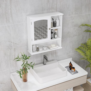 Armario de Baño con Espejo de Pared 60x18x63 cm Blanco