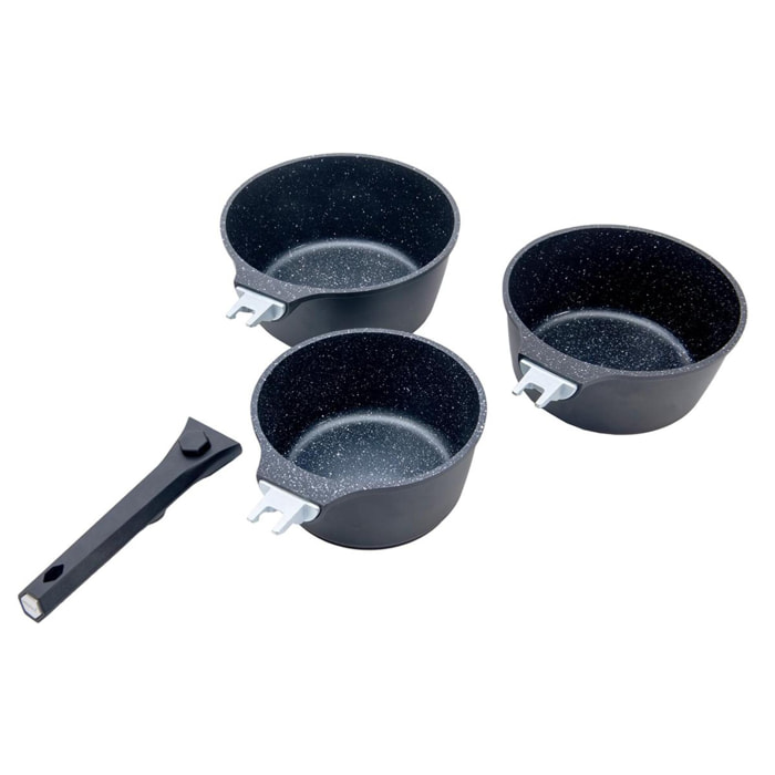 Set de 3 casseroles noir amovible     - "Alizée"