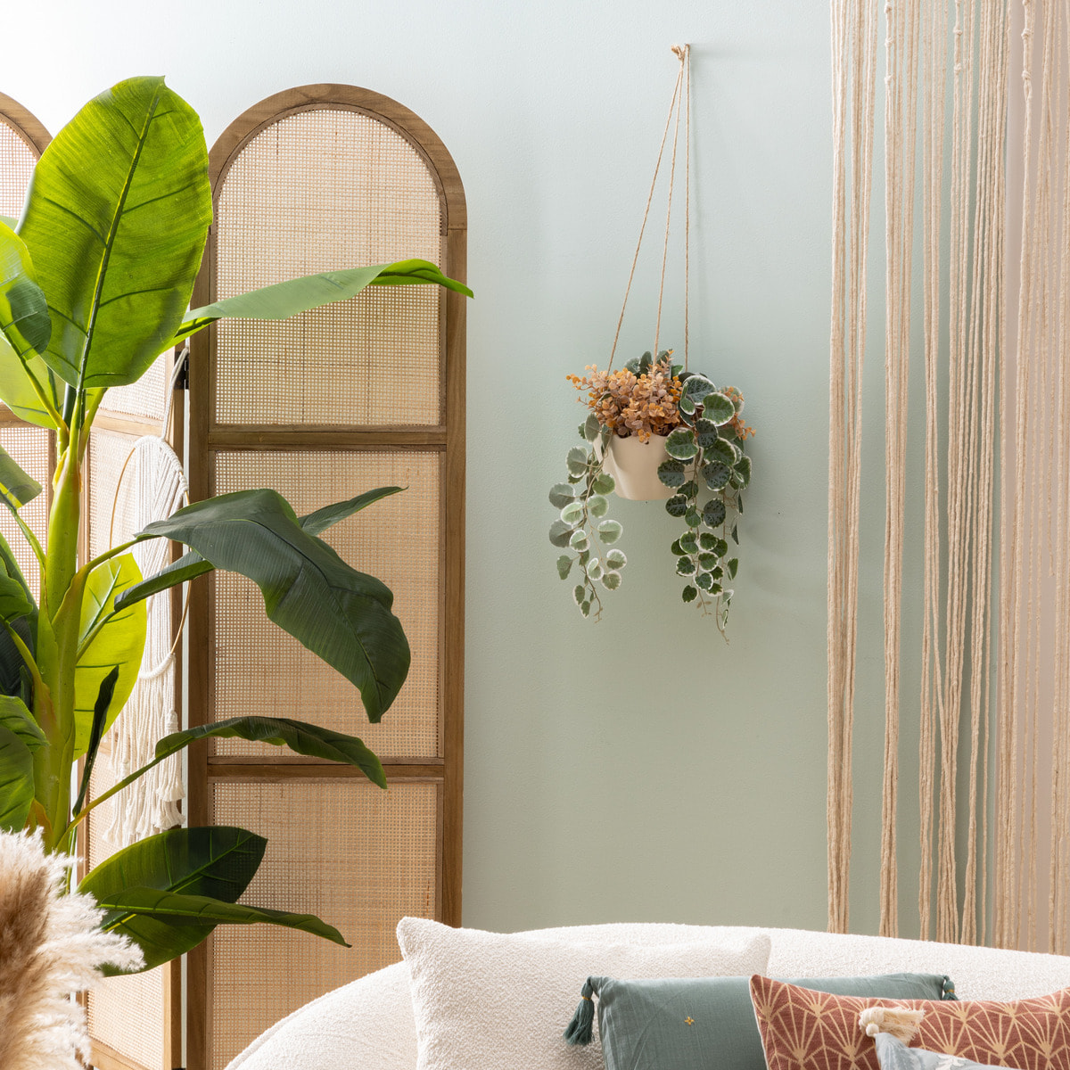 Cache-pot suspendu "Wild" céramique blanc D17xH10,5cm