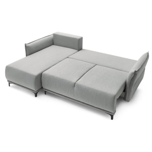 Arya - canapé d'angle réversible - convertible avec coffre - 4 places - style contemporain - Gris clair