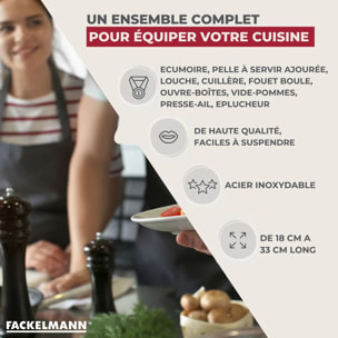 Ensemble de 9 ustensiles de cuisine inox Fackelmann Ovale