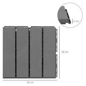 Outsunny Baldosas Cuadradas para Suelos Antideslizantes Exteriores Interiores Paquete de 9 Piezas 0.81 m² 30x30 cm Gris Oscuro
