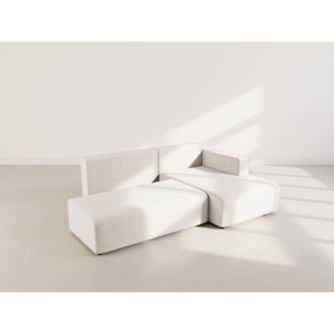 Topaze - canapé d'angle droit 4 places convertible avec coffre en velours côtelé - Beige