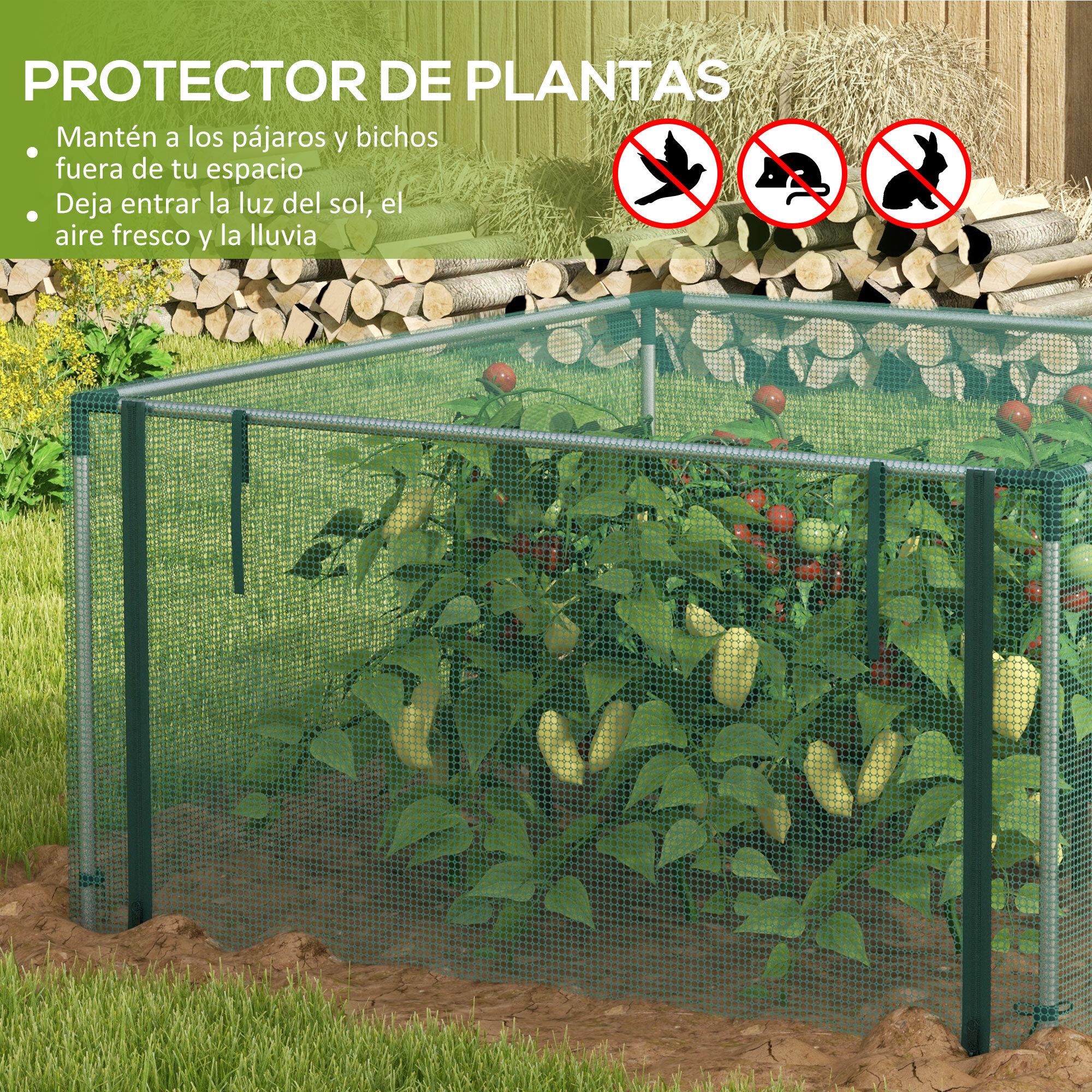 Jaula de Cultivo Jaula de Protección con Soportes de Acero Puerta con Cremallera para Proteger las Plantas Flores en Patio Jardín Terraza 125x125x62,5 cm Verde