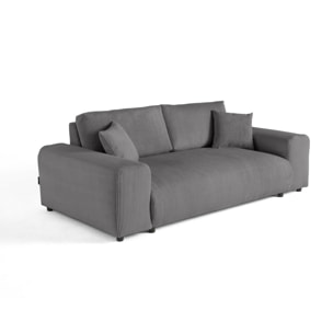 Garance - canapé droit 3 places - en velours côtelé - Gris foncé