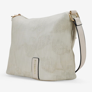 Bolso bandolera beige con flores y tachas