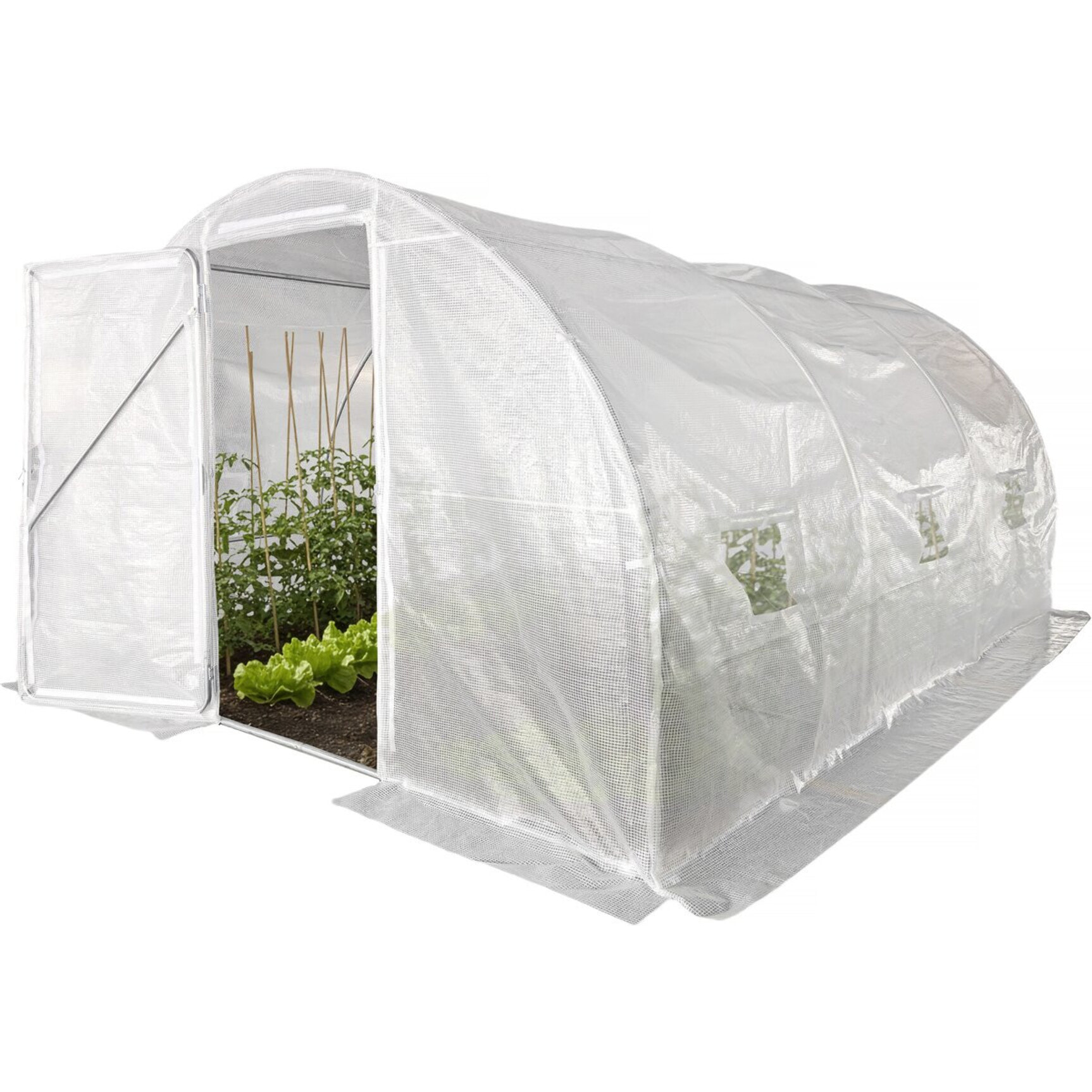 Serre tunelle de jardin avec porte 6 x 3 m "Mimosa" - 18 m² - 180g - Blanc