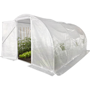Serre tunelle de jardin avec porte 6 x 3 m "Mimosa" - 18 m² - 180g - Blanc