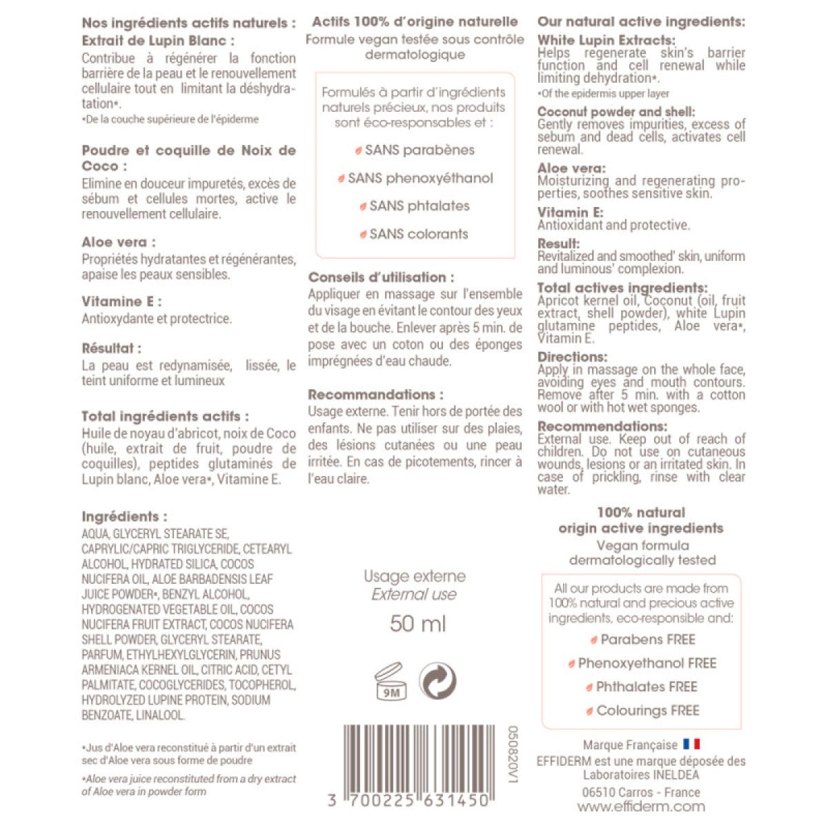 EFFIDERM – Routine Zéro Défaut – Eau Micellaire + Exfoliant Désincrustant + Masque Purifiant & Anti-Imperfections – Nettoie, hydrate la peau – Aide à éliminer l'excès de sébum – Peaux mixtes & grasses