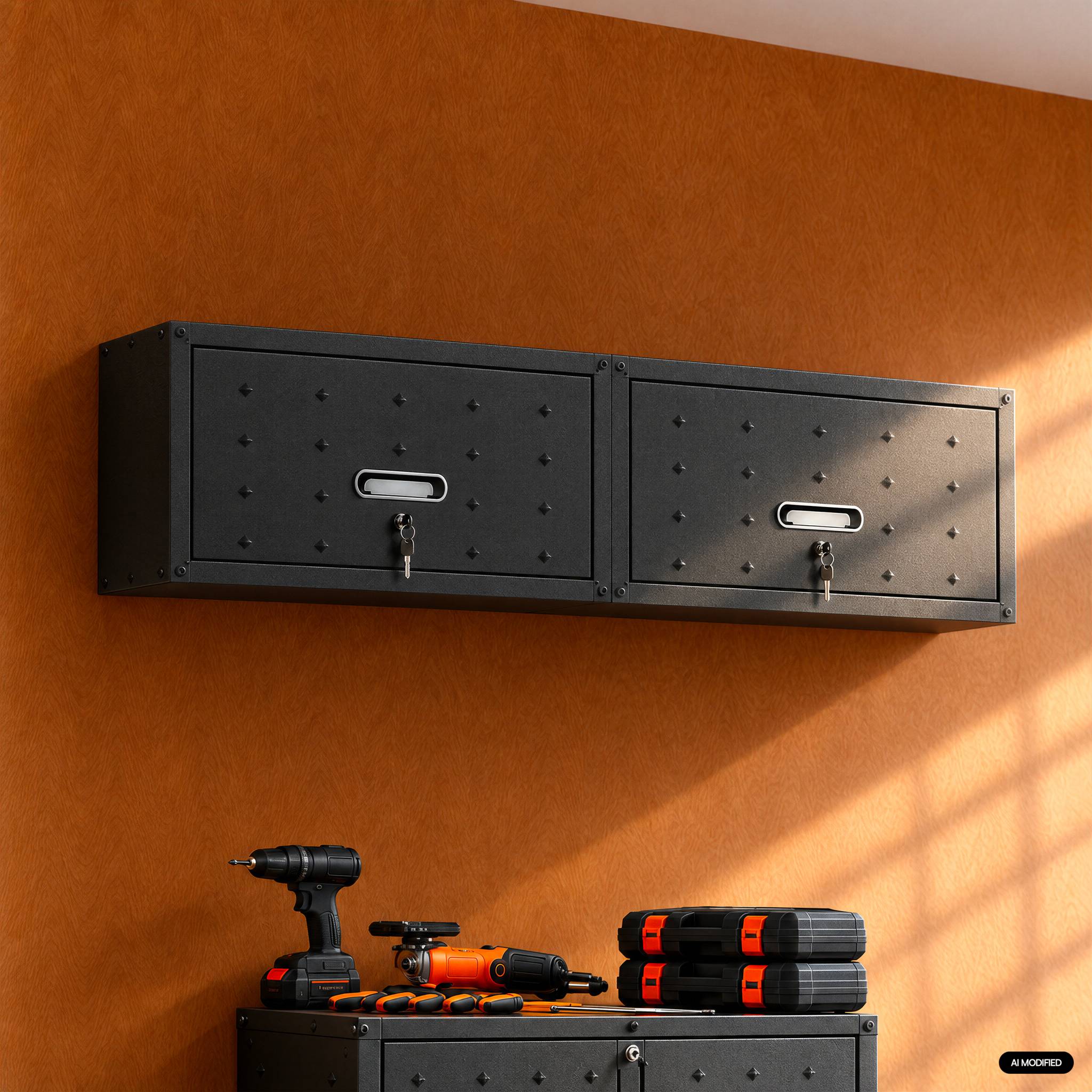 Lot de 2 meubles hauts de rangement pour garage BOBBY