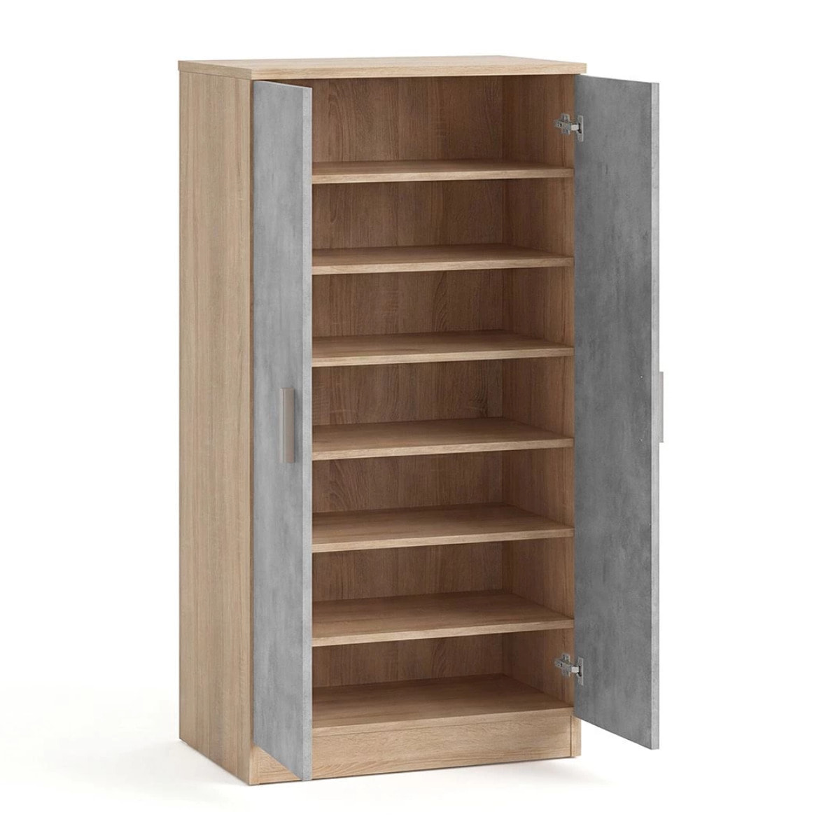 Zapatero de 2 puertas en roble canadian y gris cemento 55x108 cm Liam Roble Canadian - Gris Cemento