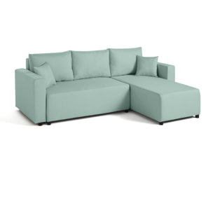 Regala - canapé d'angle réversible - 4 places - convertible avec coffre - en tissu - Bleu ciel
