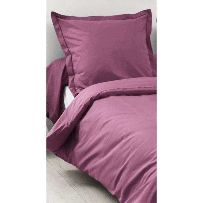 Housse de Couette Unie en 100 % Coton - Rose foncé