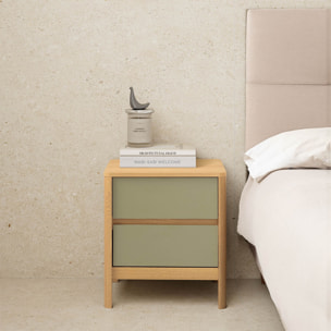 Mesita de noche Nassau 2 cajones efecto Roble/Verde