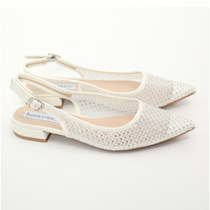 Ballerine slingback con tomaia semitrasparente ricoperta di strass