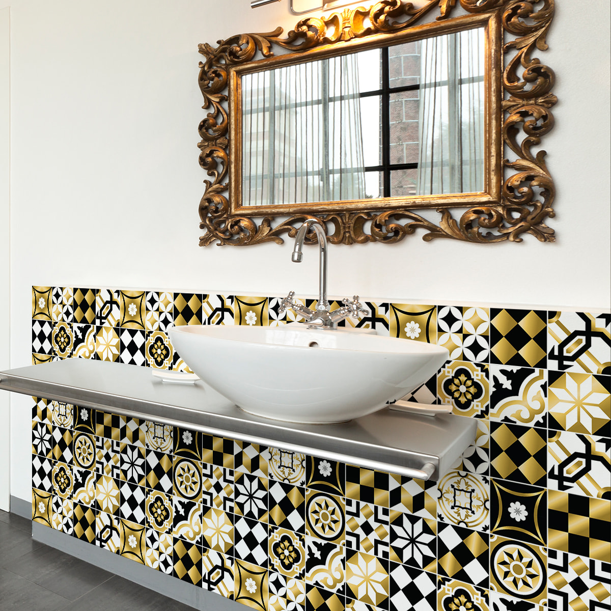 Stickers muraux - Sticker Mural Carrelage adhésif Cuisine Salle de Bain - 30 STICKERS CARRELAGES AZULEJOS MISSIMA