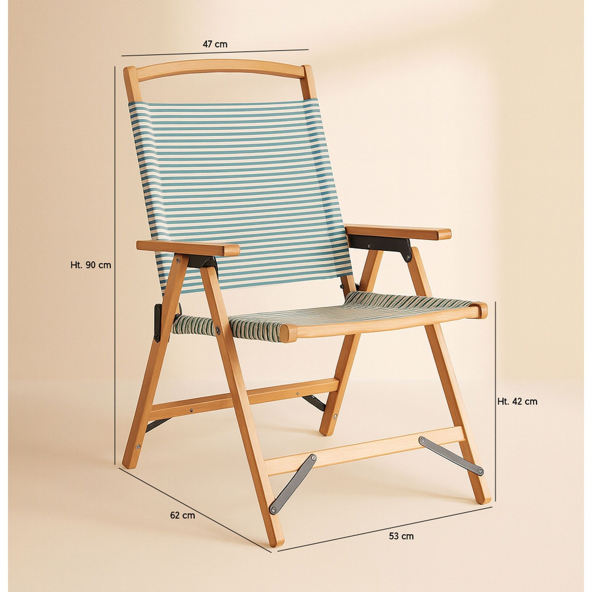 Chaise de plage en toile vert à rayures PLAYA