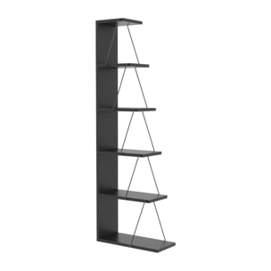 Libreria Dpallanc, Scaffale da ufficio, Mobile portalibri, Biblioteca, 50x22h150 cm, Antracite e Nero