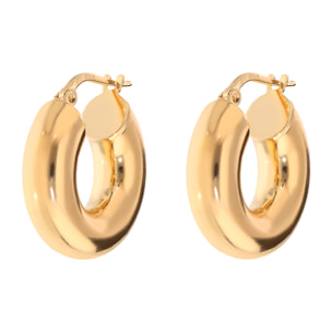 Orecchini a Cerchio Lucidi Placcati Oro Giallo 18Kt Diametro 2.5cm