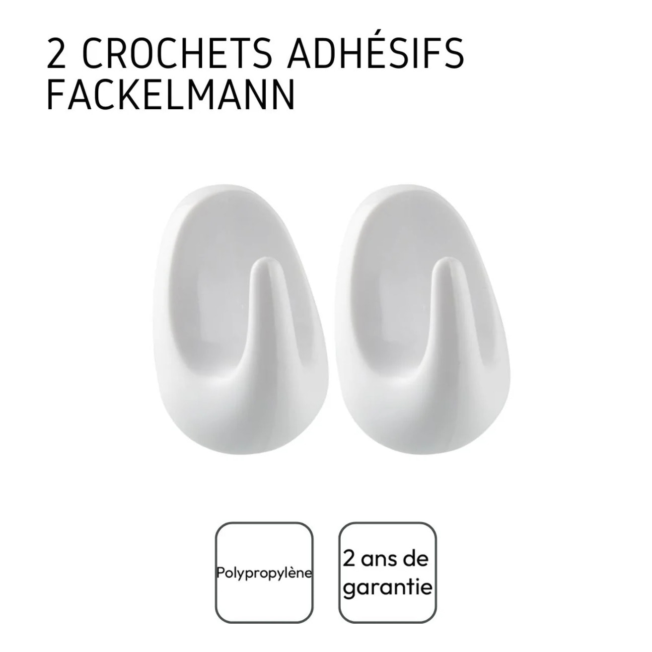 Crochets adhésifs en plastique lot de 4, dimensions 5 cm résistants et pratiques pour tous vos besoins Fackelmann Tecno