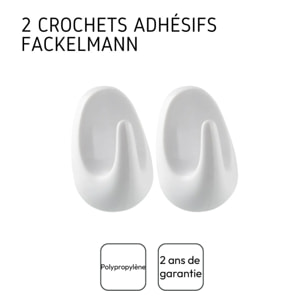 Crochets adhésifs en plastique lot de 4, dimensions 5 cm résistants et pratiques pour tous vos besoins Fackelmann Tecno