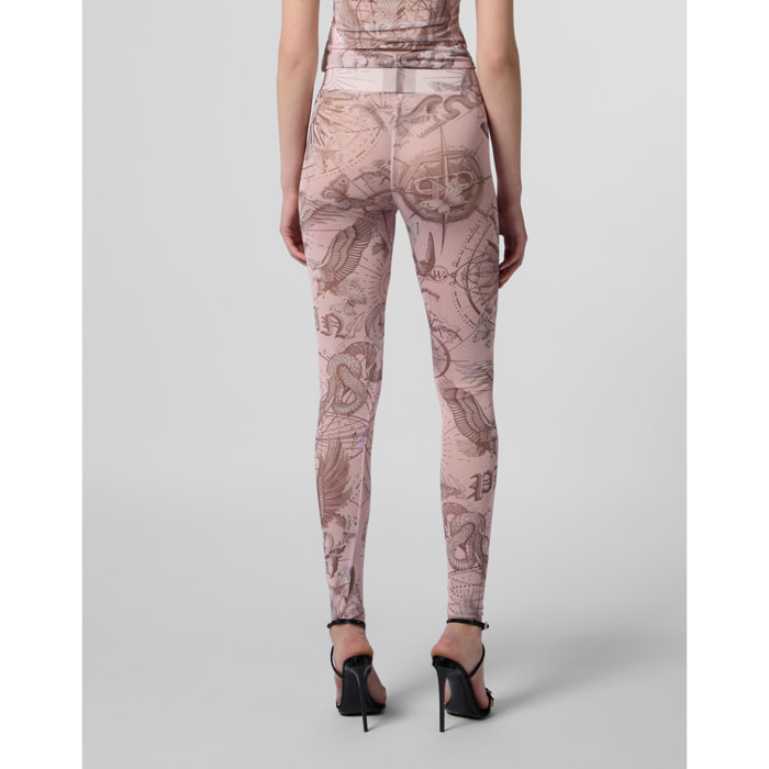 PHILIPP PLEIN Tulle Leggings Butterfly Tattoo