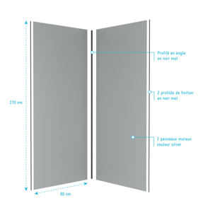 Pack 2 Panneaux muraux Silvere 90x210cm + Profilés noir - WALL'IT