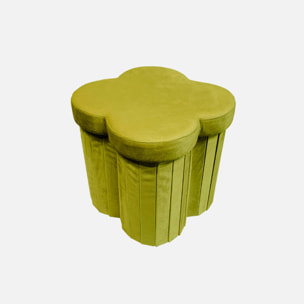 Lot de 2 tabourets-coffre pliables pour enfant avec assise en velours vert et en forme de fleur