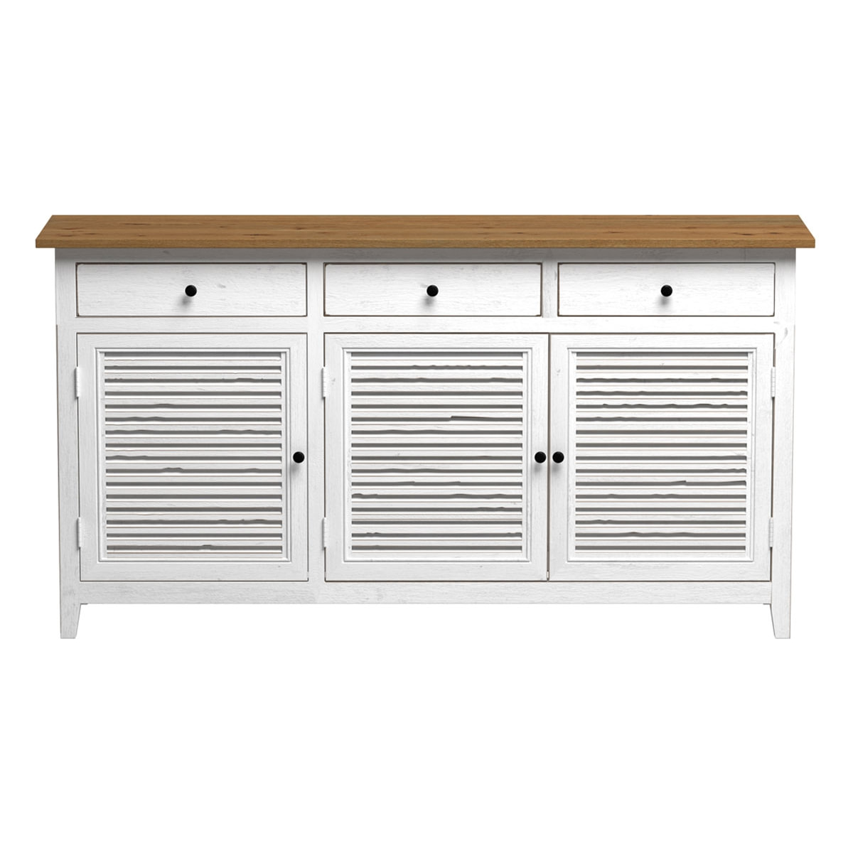 Buffet en bois recyclé blanc effet vieilli - Casa