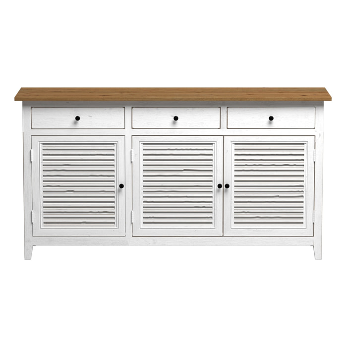 Buffet en bois recyclé blanc effet vieilli - Casa