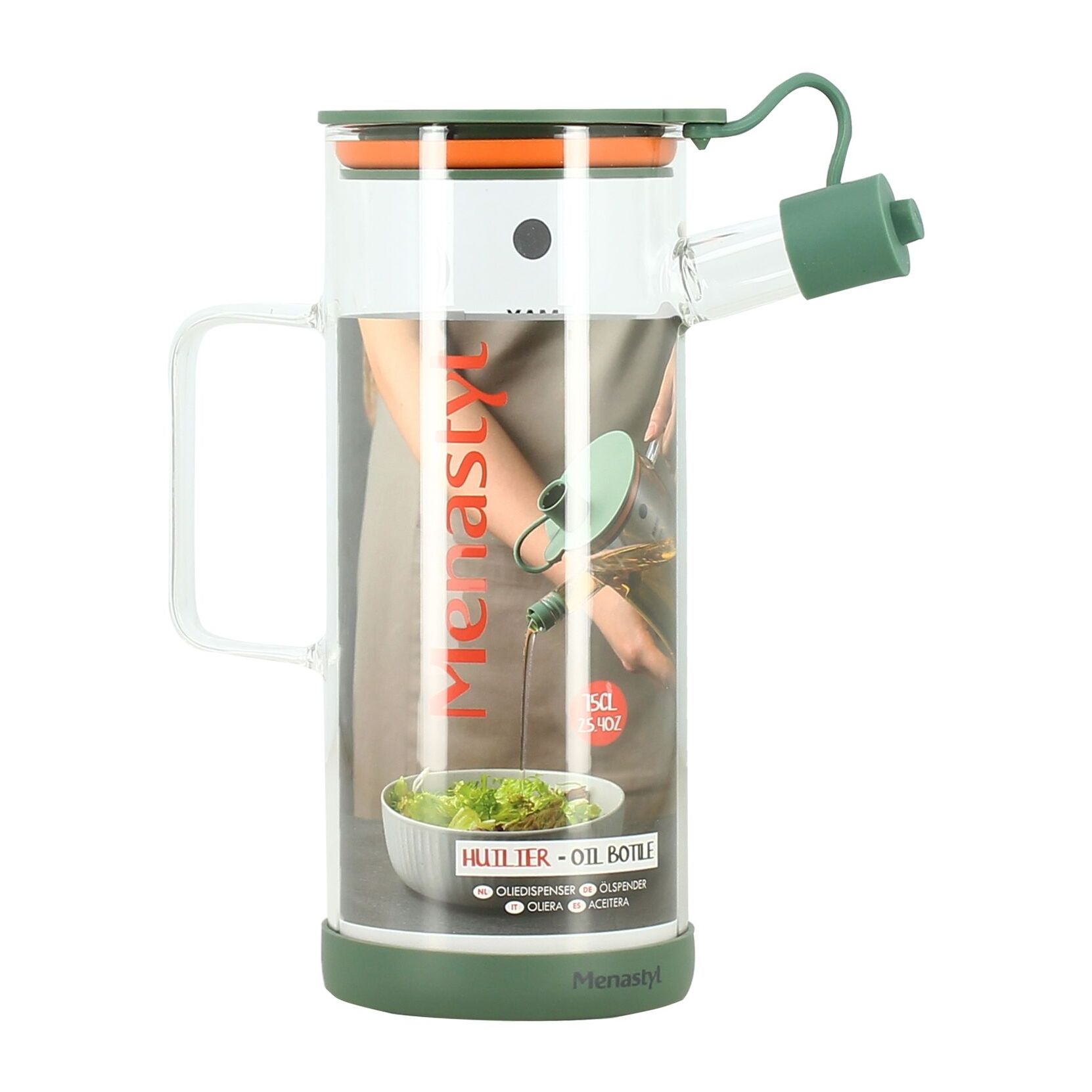 Huilier 75cl en verre et polypropylène vert