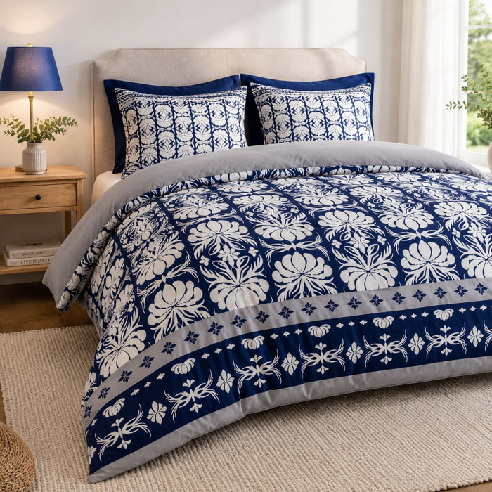 Parure housse de couette 100% coton 3pcs folk