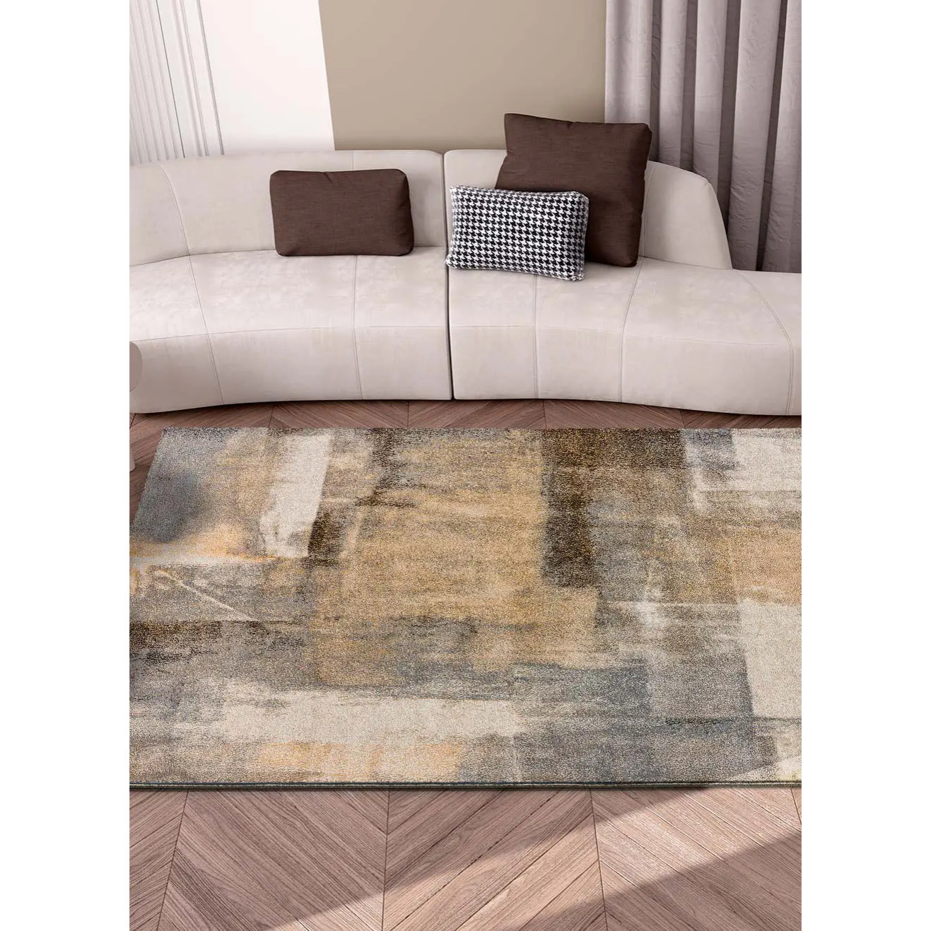 CREAM Alfombra geométrica en tonos beige, varias medidas disponibles