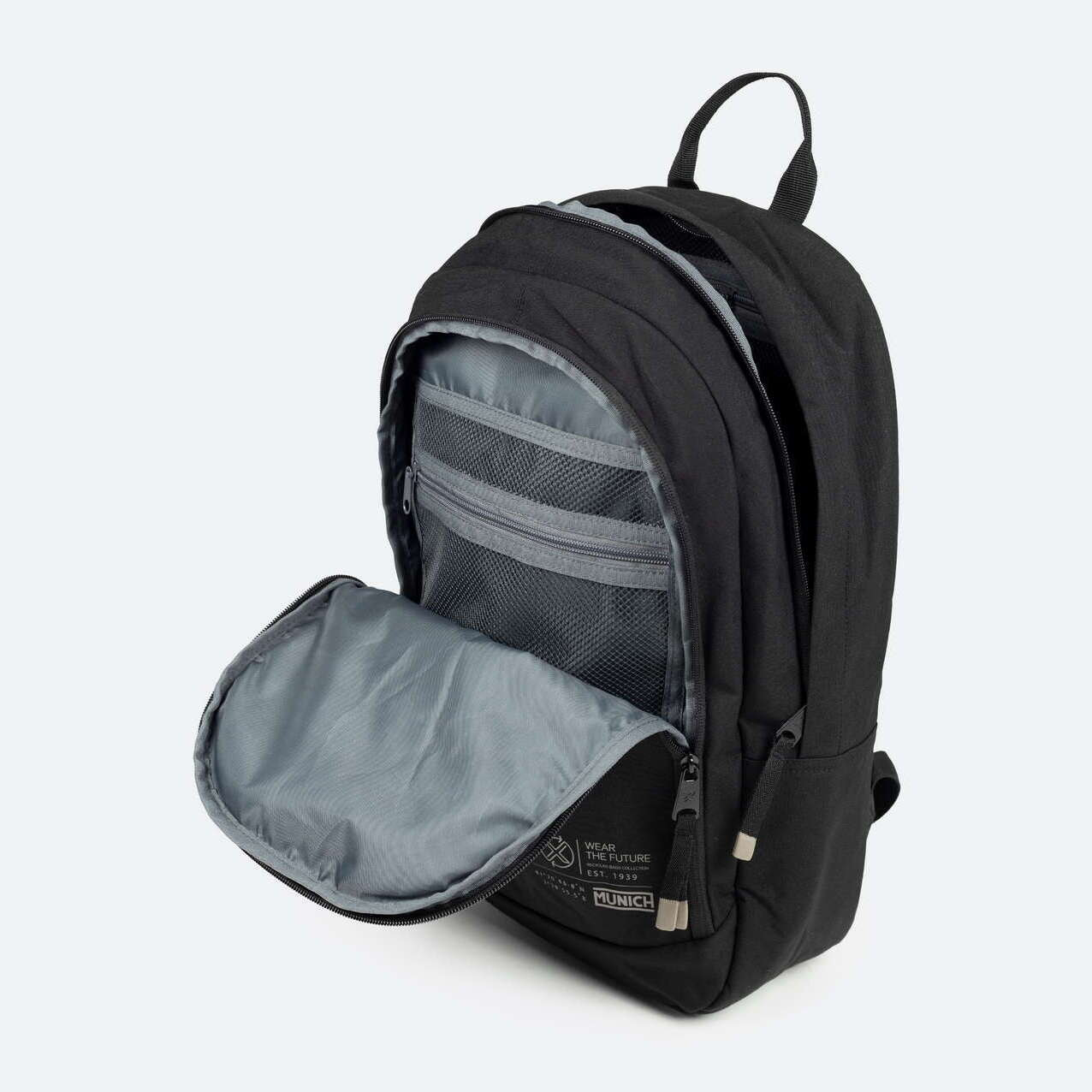 Mochila Sostenible de Doble Compartimento Negra TECA RECYCLED. BACKPACK.