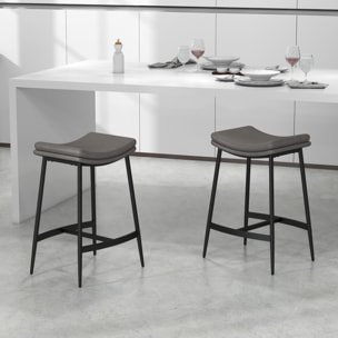 Conjunto de 2 Taburetes Altos de Cocina Sillas Altas de Cocina sin Respaldo con Estructura de Acero Estilo Industrial Carga 120 kg para Bar Salón Comedor Gris