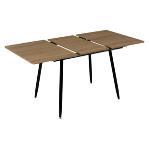 Table Extensible - HOME DECO FACTORY - LOKA - Effet Bois - Pieds Métalliques - Marron et Noir