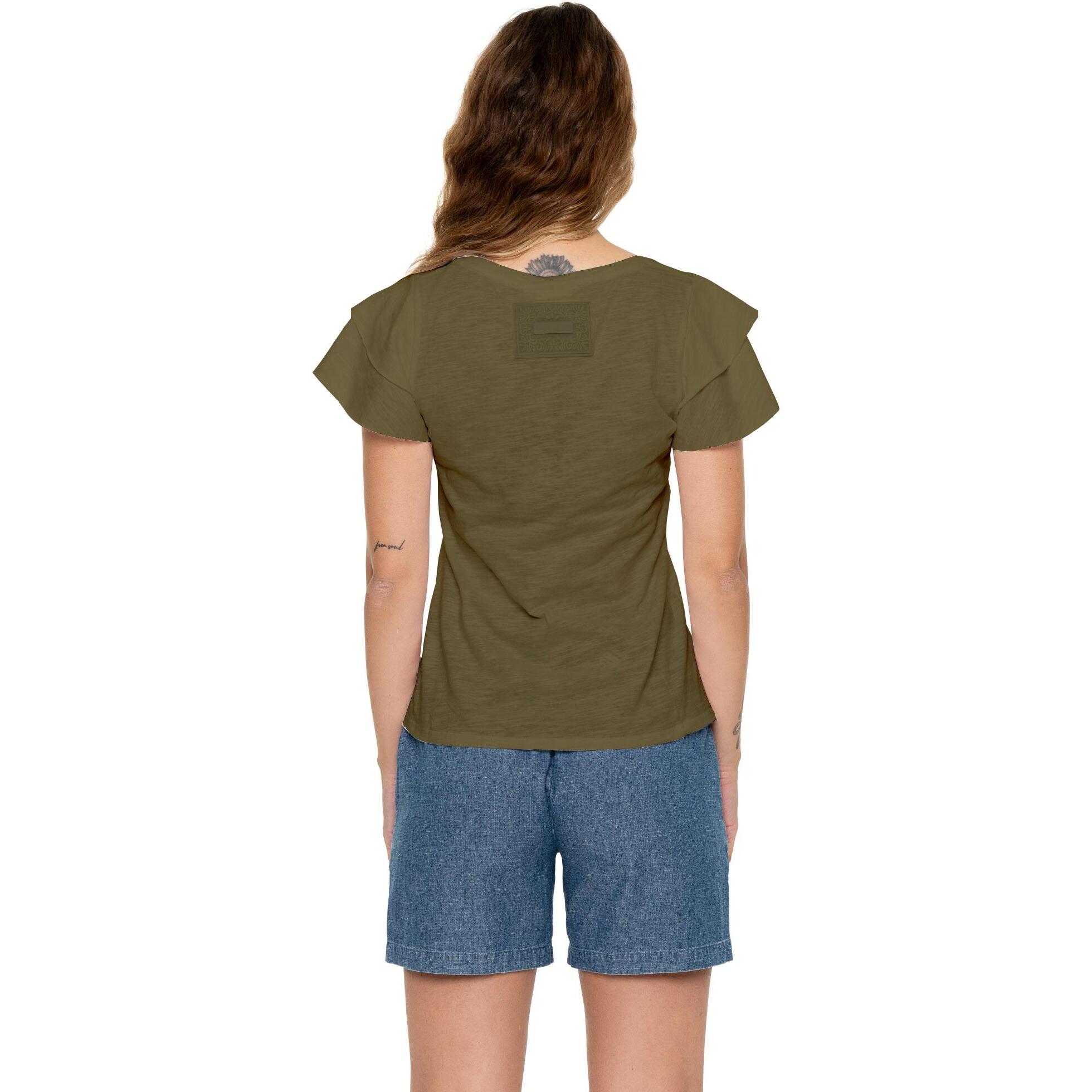 Camiseta de manga corta estilo safari urbano para mujer