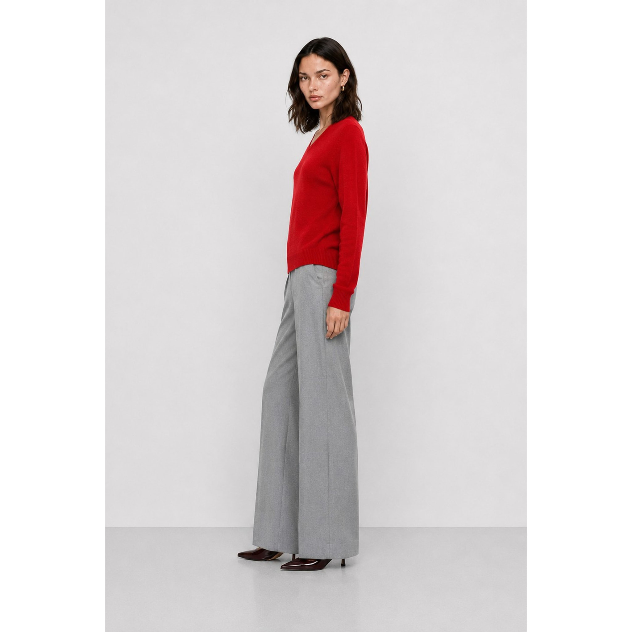 Kocca - Maglia da donna in angora con scollo a V e maniche lunghe Donna