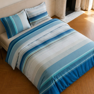 Parure housse de couette 100% microfibre rayures - BINGO