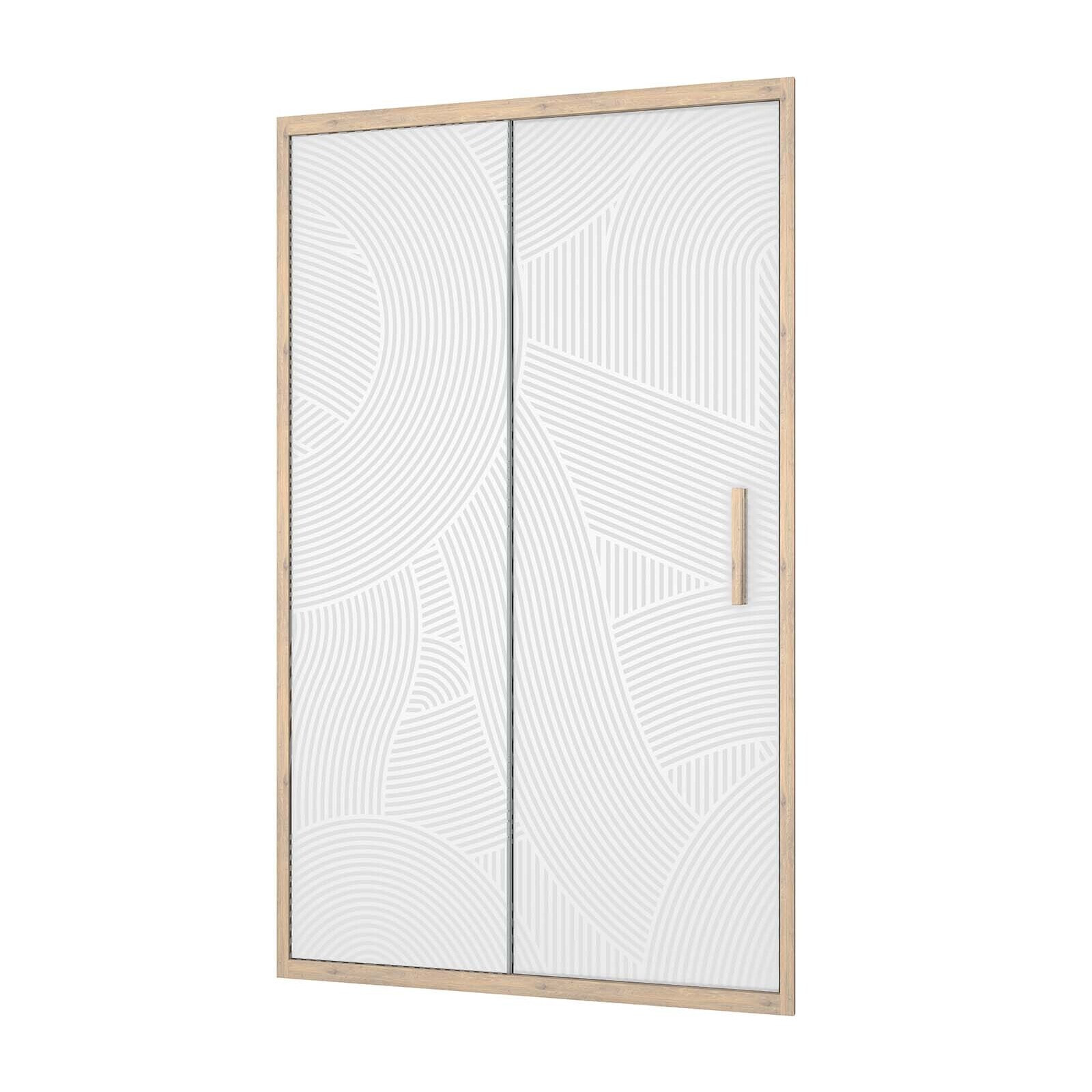 Porte de douche 120 coulissante HINATA - style Japandi courbes douces - Cadre effet Bois - Verre 6mm