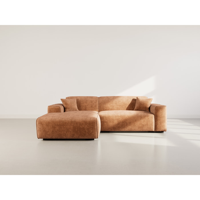 Lison - Canapé d'angle gauche 4 places en velours texturé - Terracotta