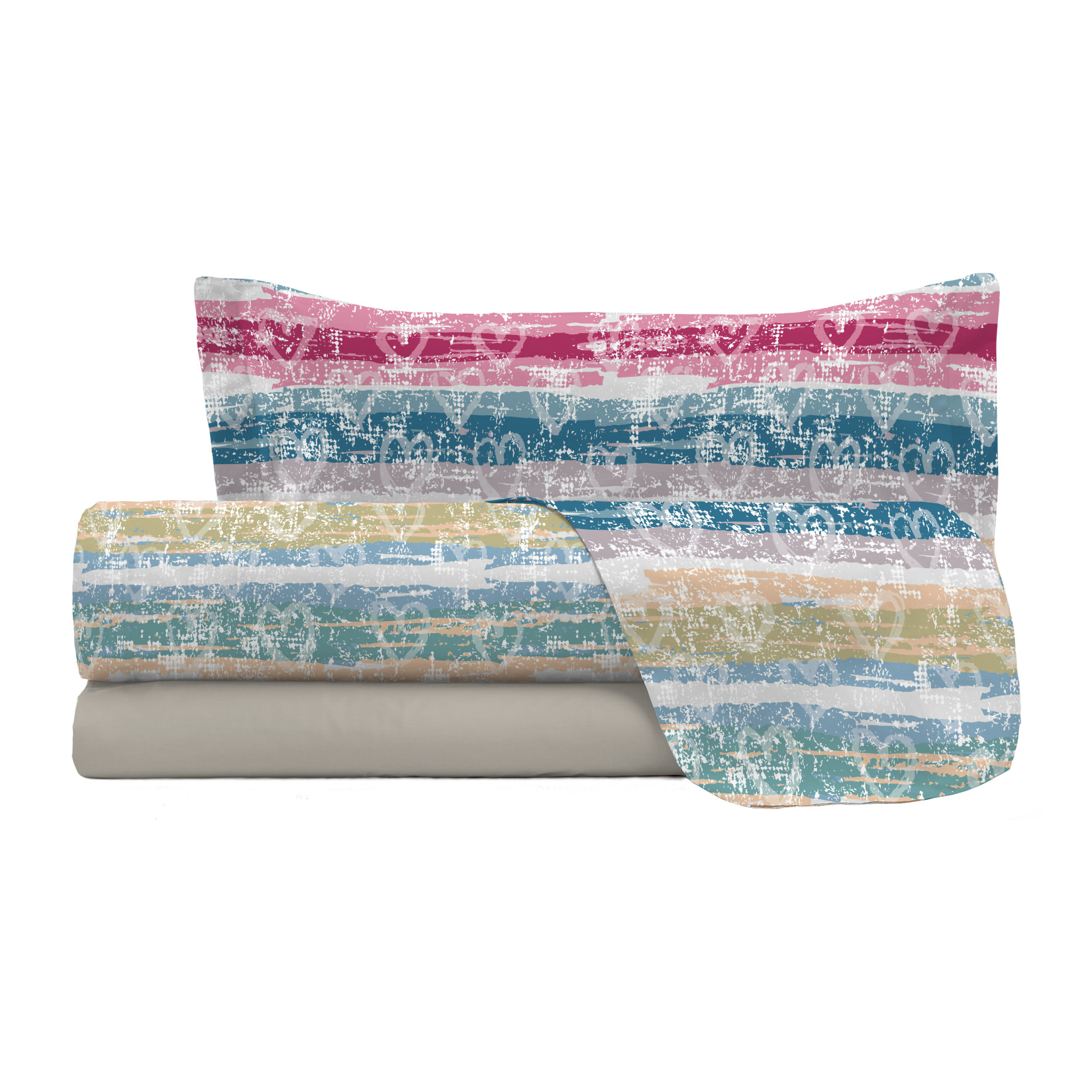 COMPLETO LETTO FASHION, 100% Microfibra, No Stiro - LOVE LINES