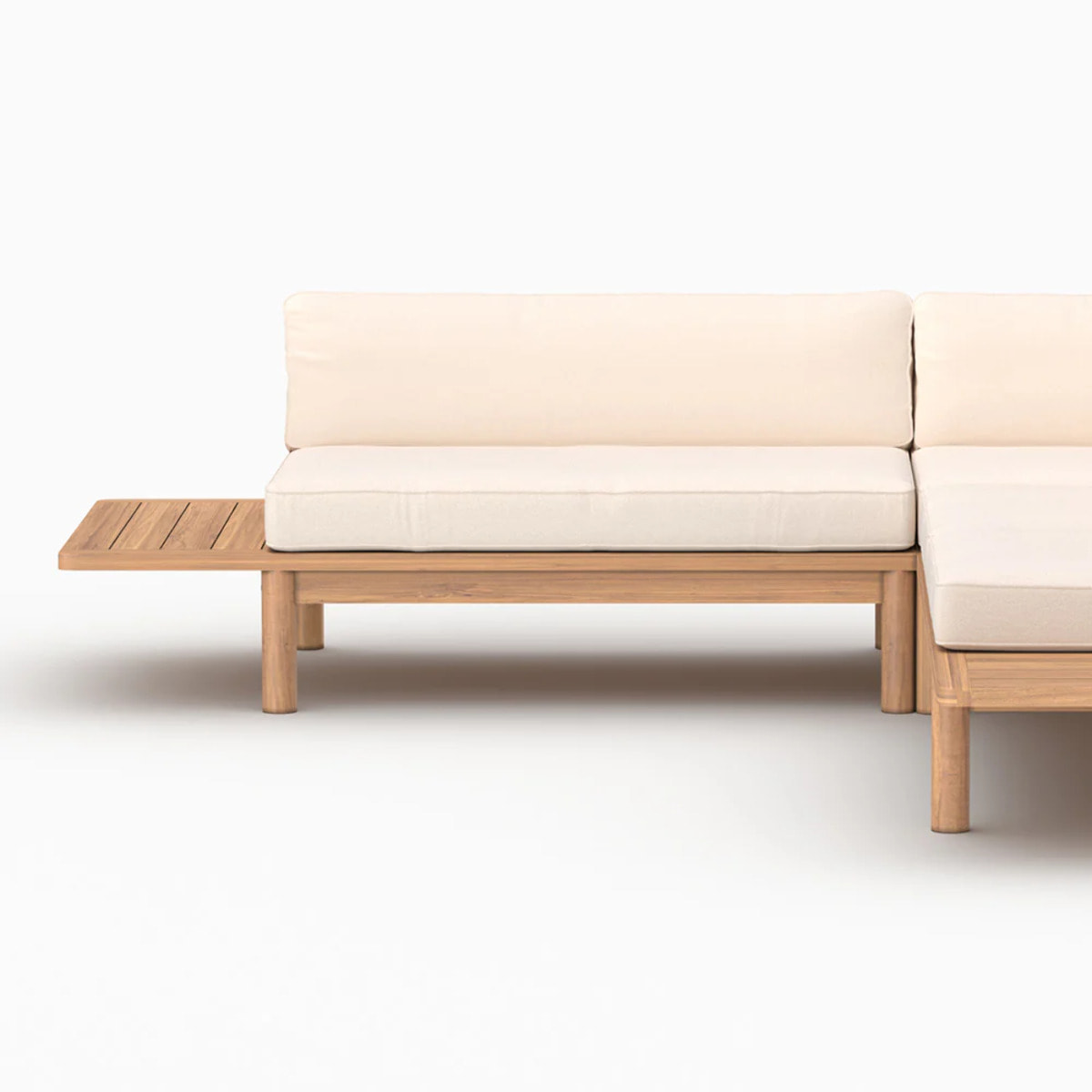 Salon de jardin 4 personnes en teck massif et tissu blanc - Nadila