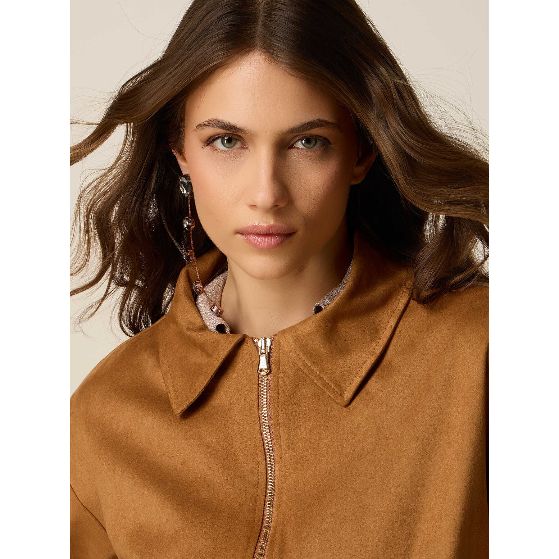 Oltre - Giubbotto corto con zip - Marrone