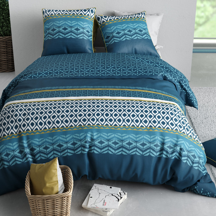 Parure housse de couette microfibre effet pêche TRIBAL